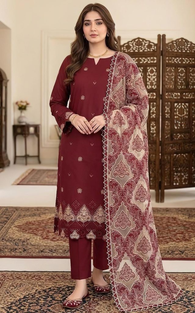 Bareeze 3-Piece Dhanak Suit – Brand Code 7003 - alternate view
