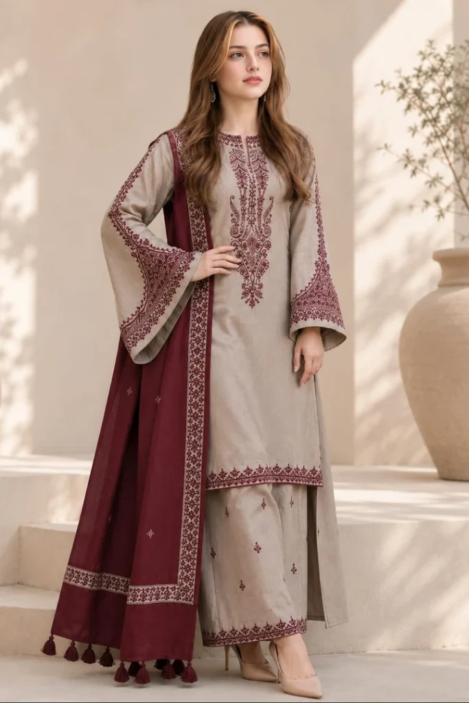 Baroque 3-Piece Dhanak Suit – Brand Code 9507 - alternate view