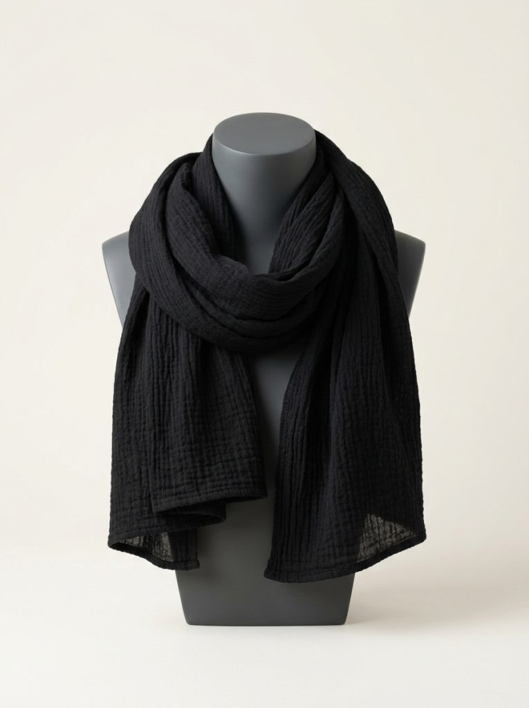 Classic Black Textured Scarf