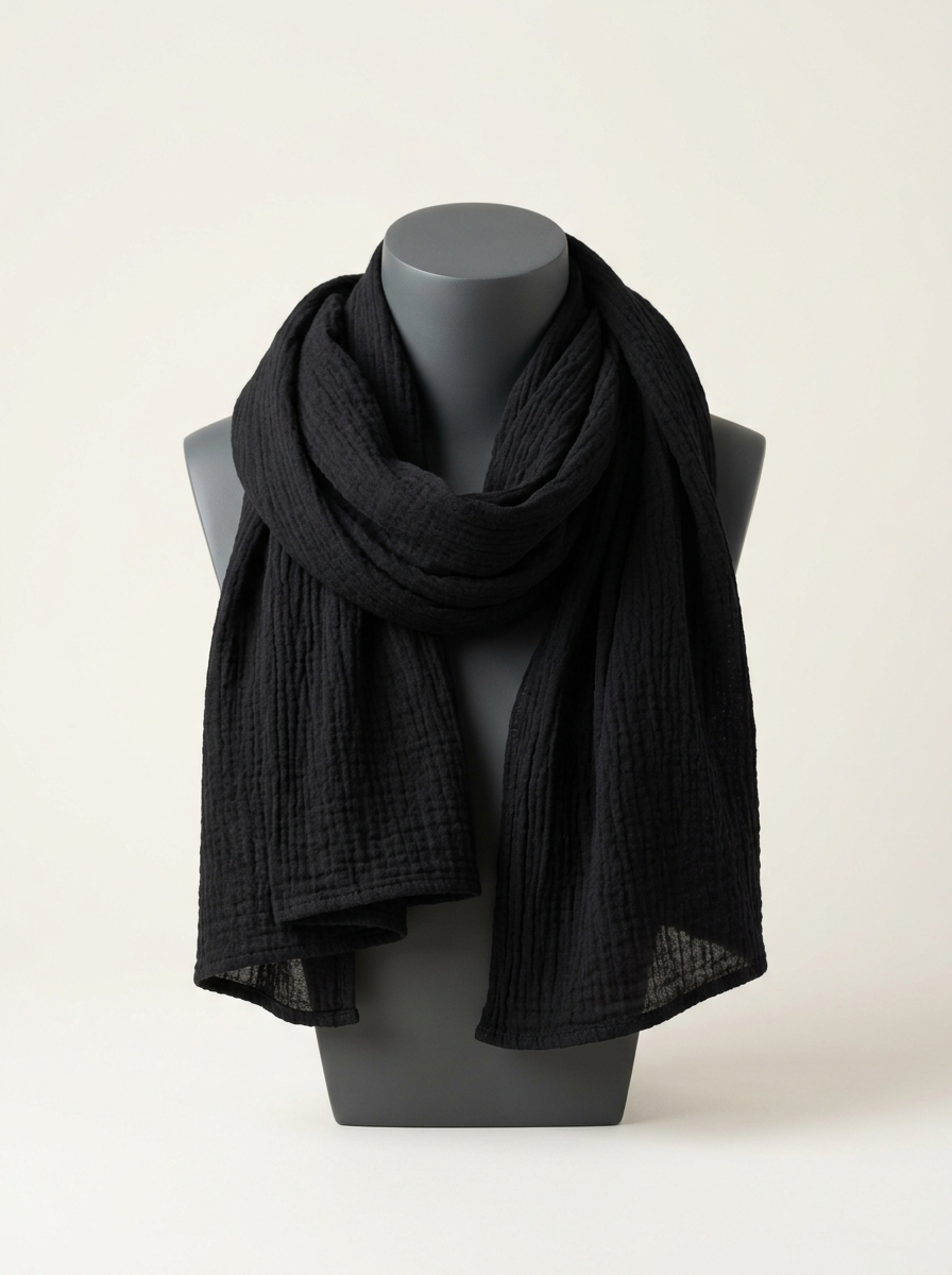 classic black textured scarf Classic Black Textured Scarf