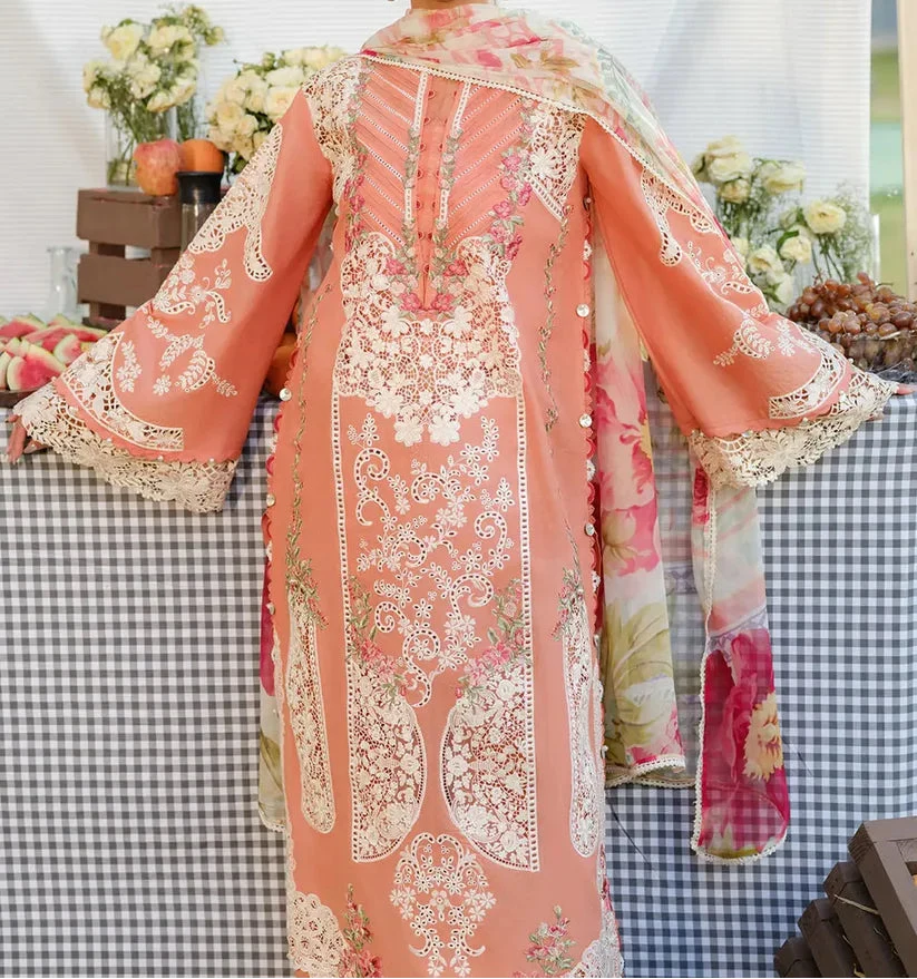 Elaf Code 51256 Dhanak Embroidered 3 Piece Suit with Printed Embroidered Shawl - Dark Orange - alternate view