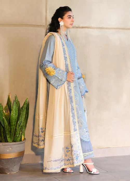 Sahane 3-Piece Dhanak Embroidered Suit – Code 1261 - alternate view