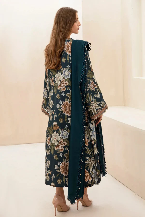 Baroque 3-Piece Khaddar Embroidered Suit with Printed Shawl - alternate view