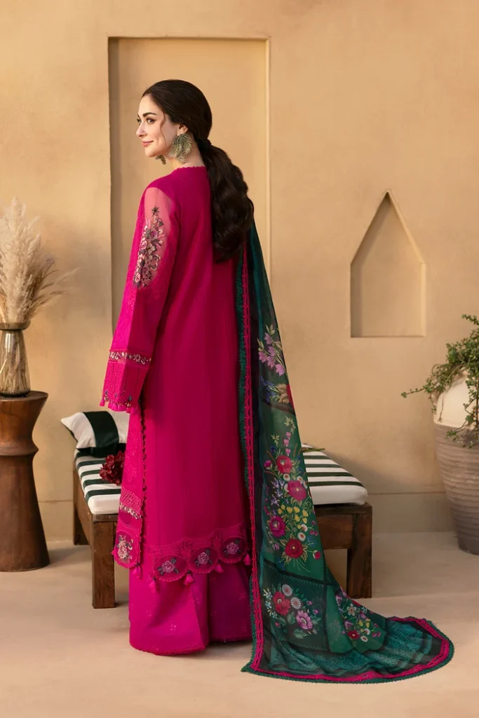 Saira Rizwan 3-Piece Dhanak Embroidered Suit with Printed Shawl – Code 846 - alternate view