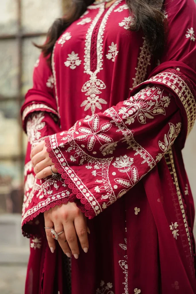 Aneela's 3-Piece Heavy Embroidered Dhanak Suit - alternate view