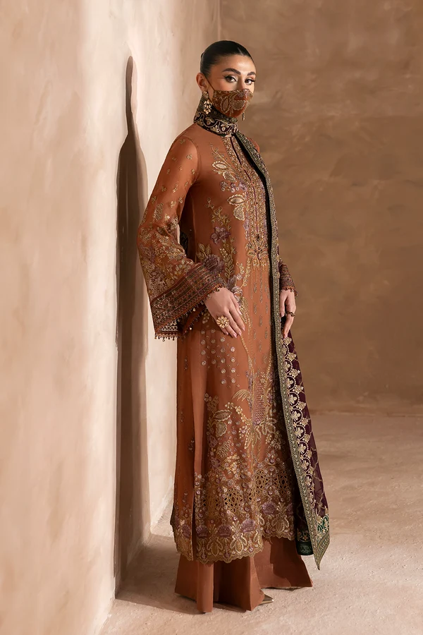 Flossie Code 3629 Dhanak Embroidered 3 Piece Suit - Brown - alternate view