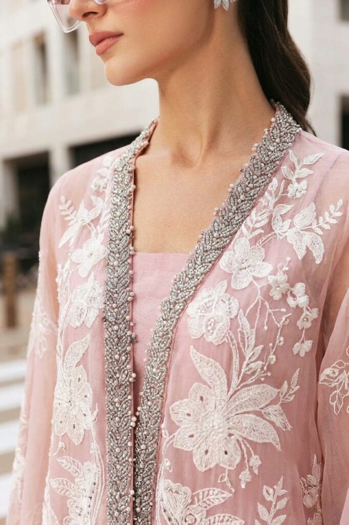 Maria B 3-Piece Dhanak Embroidered Suit with Embroidered Shawl – Code 7446 - alternate view