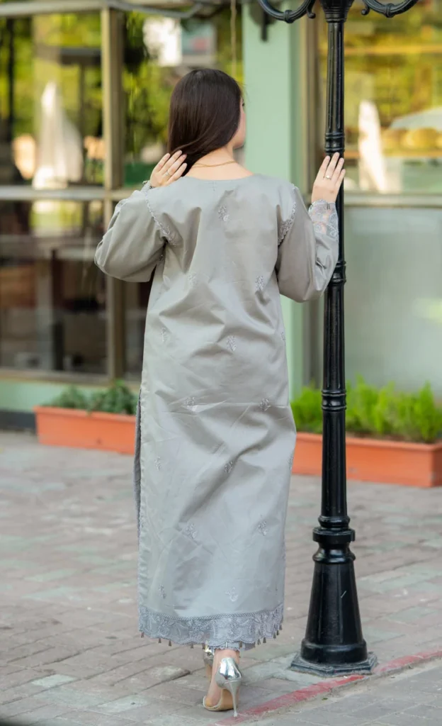 Mushq Code 51251 Dhanak Embroidered 3 Piece Suit - Grey - alternate view