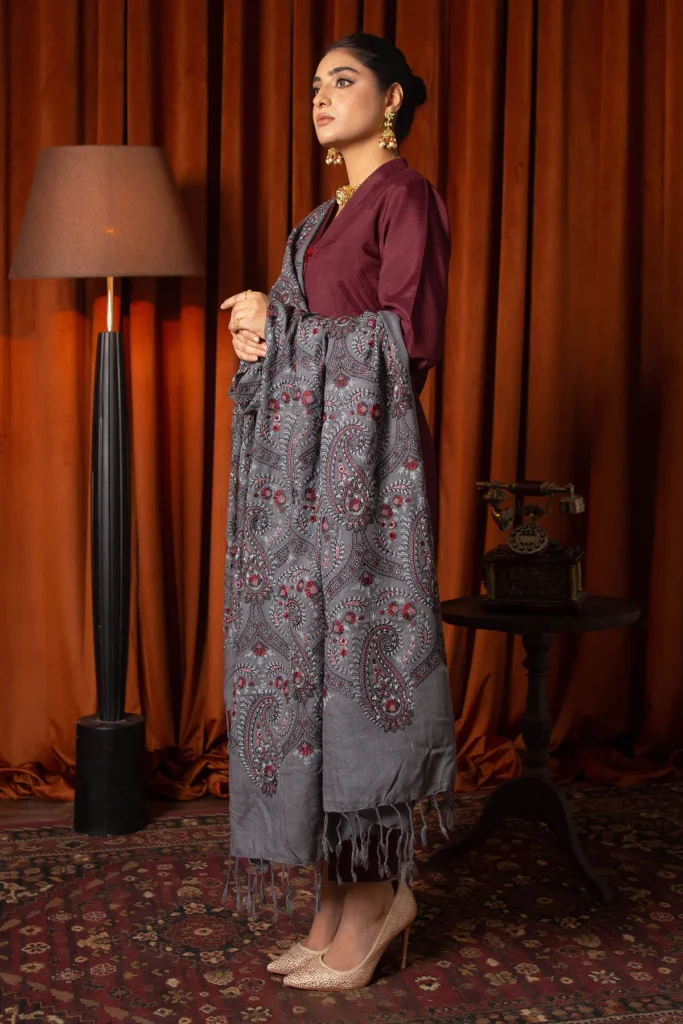 Motifz 3-Piece Heavy Embroidered Dhanak Suit – Code 741 - alternate view