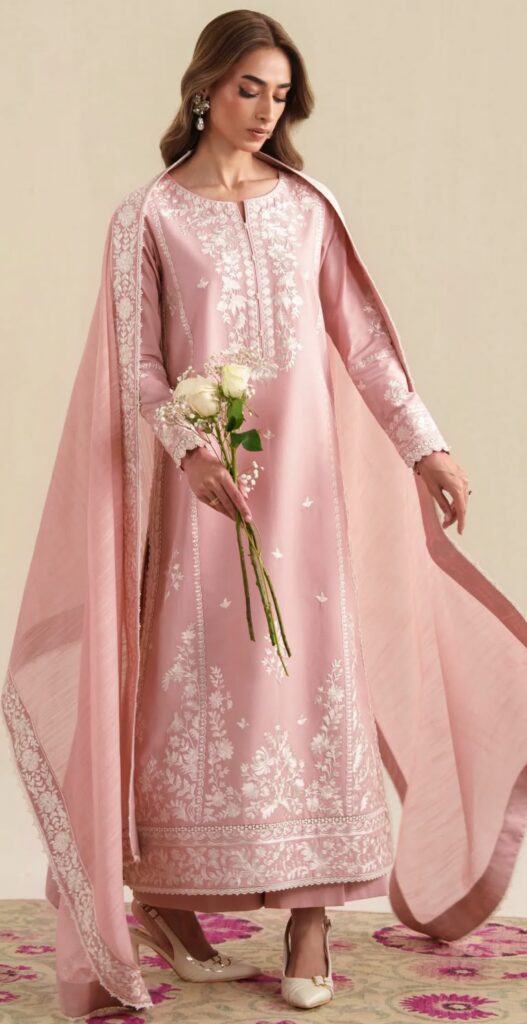 Zaib 3-Piece Dhanak Embroidered Suit – Code 3548 - alternate view