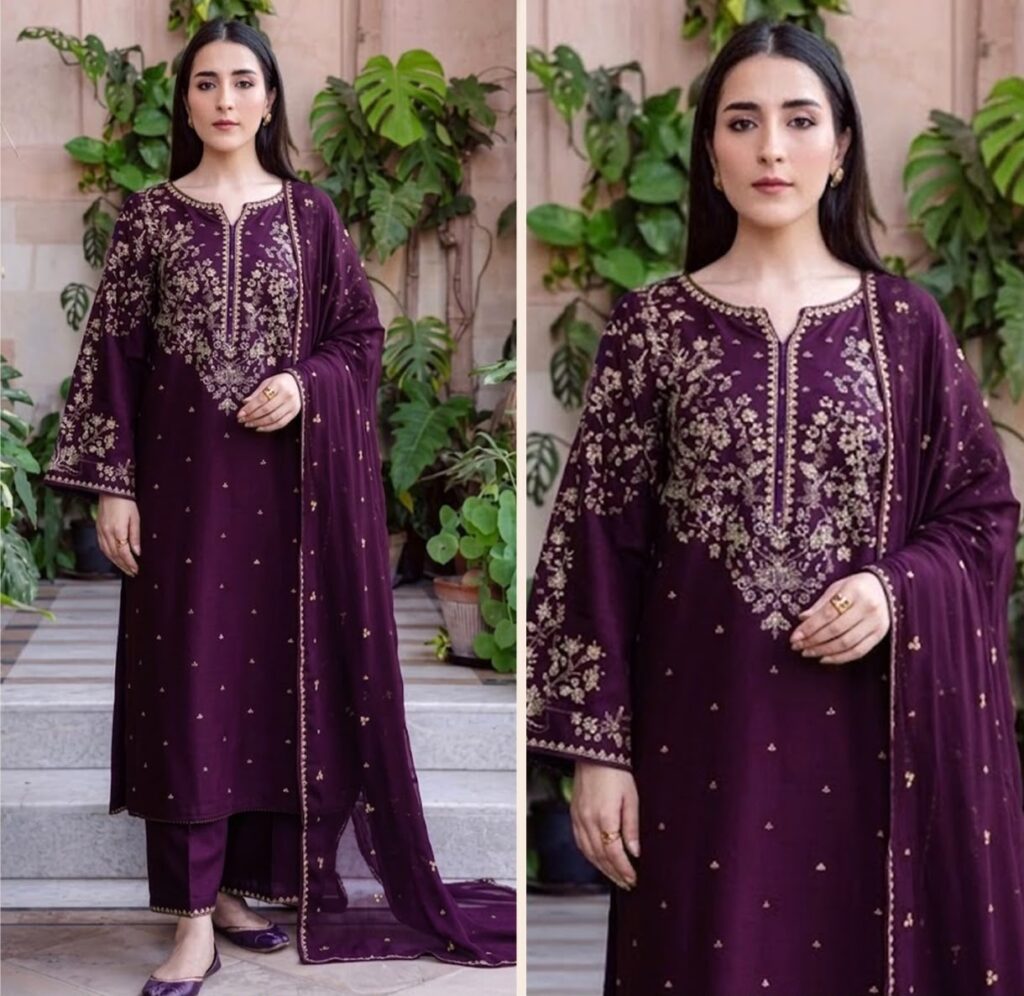 Batik Luxury Code 121312 Dhanak Embroidered 3 Piece Suit - alternate view
