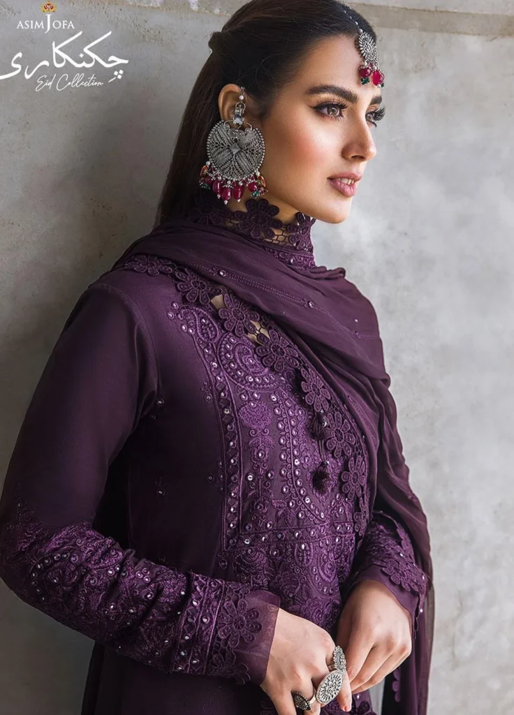 Asim Jofa 3-Piece Dhanak Embroidered Suit – Code 6208 - alternate view