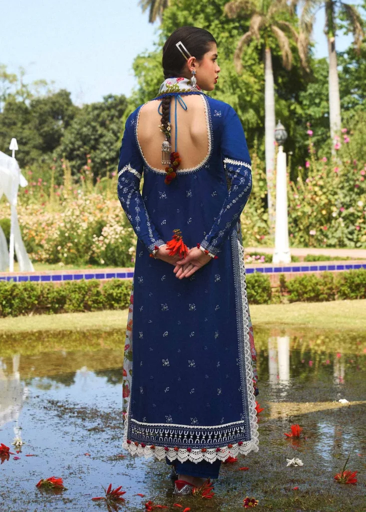 Hussain Rehar 3-Piece Dhanak Embroidered Suit with Printed Shawl – Code 1276 - alternate view