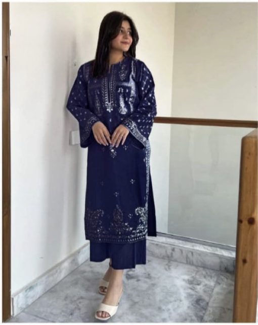 Umzay 2-Piece Dhanak Embroidered Suit – Code 627 - alternate view